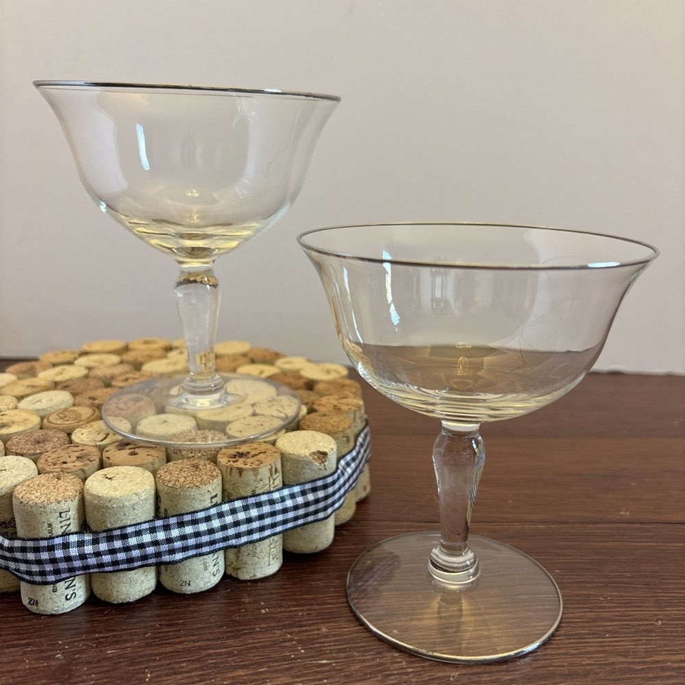 Glastonbury‎ - Lotus Prelude  Champagne Sherbet Glass Set Of 2 EUC